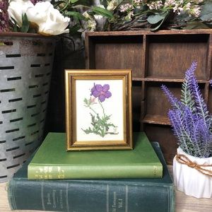 Vintage Hand embroidered framed art boho decor floral